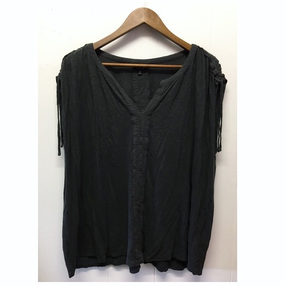 Lucky Brand Tops - 🍀 Lucky Brand | Boho Charcoal Top Crochet Detail